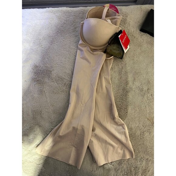 Suit Your Fancy Strapless Mid-Thigh Beige Bodysuit With Adjustable Straps By Spa - Picture 10 of 10